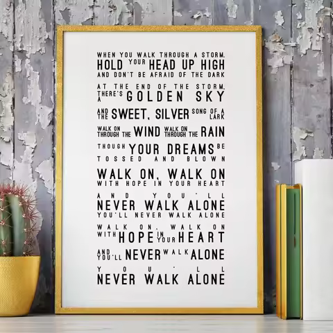 You'll Never Walk Alone Lyrics Canvas Art Print Poster Liverpool Football Club Canvas Nordic Style P