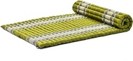 Leewadee - Foldable Floor Mattress - Japanese Roll Up Futon -Trifold Tatami Mat- Guest Floor Bed - Camping Mattress - Thai Massage Mat, Kapok Filled, 75 x 39 inches, Green