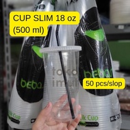 [50 PCS] SLIM CUP 18 OZ 500 SLIM PLASTIC CUPS 18 OZ