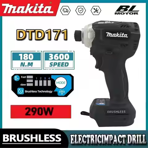 Makita Black DTD171 Brushless Electric Drill Driver Compact Rechargeable Screwdriver for DIY Home Im