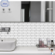 MIHAN Easy White Subway Self Adhesive Kitchen Bathroom Wall Tiles Peel and Stick 3D Tile Sticker