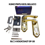 Kunci Pintu Kecil Belluci 3-Goldcoast Set Lengkap Body Pelor + Anak Kunci/Handle Gagang Pegangan Gem