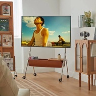 Retro Style Stainless Steel Movable TV Bracket Floor Type Wheeled Push Frame Suitable43to75Inch TV