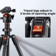 YQ6 K&amp;F CONCEPT 162cm Camera Tripod Stand Carbon Fiber 8kg Payload Low Angle Travel Tripod Carrying Bag for DSLR Cam