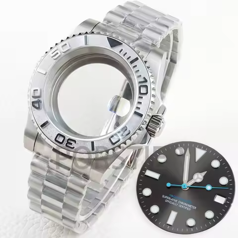 Sapphire 40mm Case with 28.5mm NH35 Dial Hands Blue Luminous Watch Parts for Yacht-master NH35 NH36 