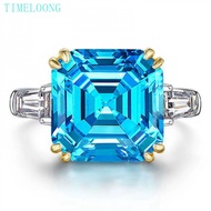 12*12 MM 7 CT Asscher Cut Lab Sapphire Citrine High Carbon Diamond Gem Wedding Party Ring for Women 