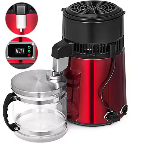 750W Water Distiller 1.1Gal/4L Glass Container | 0.26Gal/1L/H & 6Gal/23L/Day Distillation Capacity