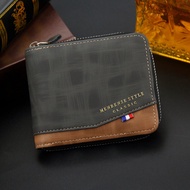 New Men's Wallet Fashion Frosted Large-Capacity Wallet Zipper Bag Coin Purse Men's Short Bib Wallet