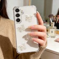 เคสโทรศัพท์ลายโบว์กลิตเตอร์สร้างสรรค์ โปร่งใส กันตกสี่มุม ดีไซน์ยกขอบหน้าจอ รองรับ Google Pixel 9 Pr