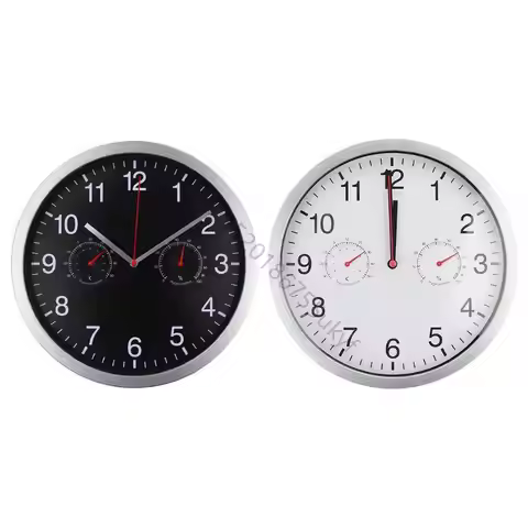 25.4cm 3 In 1 Silent Wall Clock Quiet Movement Thermometer Hygrometer No-Ticking Home Art Decors Wal