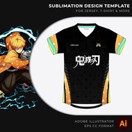 Demon Slayer - Zenitsu Agatsuma | Sublimation Jersey, T-Shirt &amp; More Design Template | Adobe Illustrator