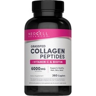NeoCell Advanced Collagen Peptides | 360 Caplets | 6000mg | Grassfed Bovine | with Vitamin C & Bioti