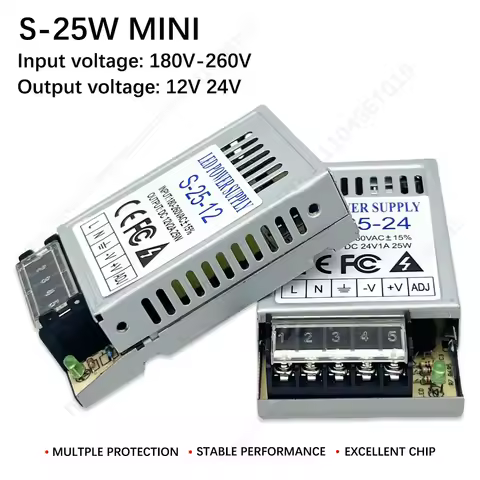 New 12V 24V 25W Switch Power Supply 180-260V AC to DC 12 Volt Aluminum Case LED Driven Transformer A