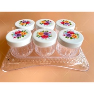 PC Flower Crystal Canister Cookies Candy Jar Food Storage Pot Container Bekas Kuih Raya Balang Biskut Gula Makan