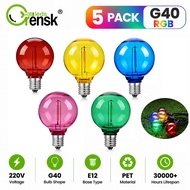 5pcs G40 RGB LED Bulb E12 Base Colorful Globe Light Replacement Bulb Edison Style for Christmas Hall