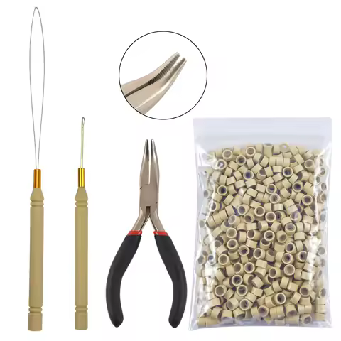 Hair Extensions Tool Kit : I-Tip Hair Pliers 500 Pieces 5.0mm Micro Silicone Hair Beads/Rings Pullin