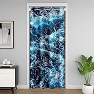 Erosebridal Blue Waves Door Curtains for Doorway Privacy, Ocean Sea Blackout Curtain, Summer Theme P