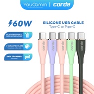 Type C to Type C PD 60W Colorful Silicone Fast Charger Data Cable