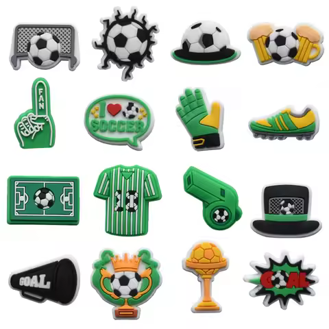 Hot Sales 1Pcs Football Soccer Shoe Charms for Crocs Accessories Pin Wristband Decorations Soccer Bu
