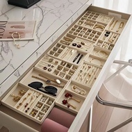 Velvet jewelry box, jewelry compartment, earrings, rings, necklaces, drawer storage box