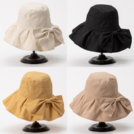 New Bow Breathable Bucket Hat Women's Summer Outdoor Uv Protection Sun Hat Foldable Storage Sun Hat