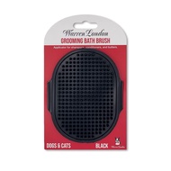 Warren London 2-in-1 Bath & Groom Brush for Dogs & Cats – Black Silicone Scrubber & Applicator for S