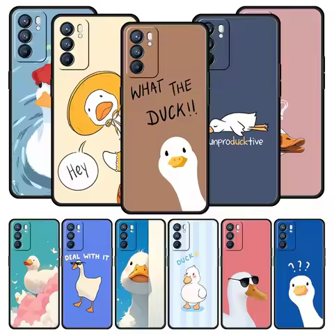 Funny Duck Phone Case For Oppo Reno14 Reno13 Reno12 11 F 10 Find X5 X9 Pro A54 5G A53 A9 A16 A78 4G 