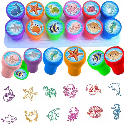 Ocean Animal Stamp Set Ocean Life Self-Inking Seal for Kid Boy Girl Birthday Party Giveaway Souvenir