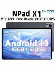 N-One NPad X1 Android 13平板電腦 / CPU G99 2.2Ghz / 16GB(8+8) RAM+128GB Rom / 10.98" 2000X1200 螢幕 / 5G WIFI+4G LTE / 8600mah / Type-C / 8MP+20MP攝像頭 / 附贈皮革套、鍵盤、線材 (不含適配器)