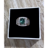 Cincin lelaki batu zamrud asli silver 925 original