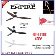 [FREE DELIVERY] [NEW LAUNCH] EMPIRE RACER 36/46/52 DC Ceiling Fan with 3 Tone LED Light with Remote 