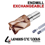 Endmill 12 5F M6 LEXEES Modular Carbide Head Indexable 12mm End Mill Screw On Flat Cutter Milling 12