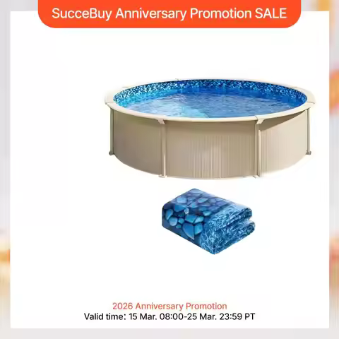 SucceBuy 24 ft Round Above Ground Pool Liner Overlap Pool Liners Standard Gauge Vinyl 48-to-54 in Wa
