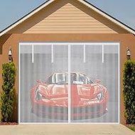 Magnetic Garage Screen Door for 1 Car Garage Doors up to 9x7FT- Reinforced Self Sealing Fiberglass M