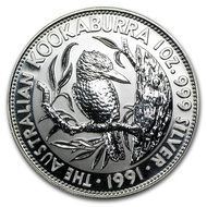 1991 Perth Mint Australia Kookaburra 1 oz .999 Silver Coin BU 1oz