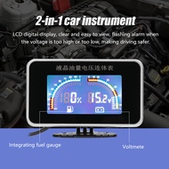 2-In-1จอ LCD ดิจิตอลมาตรวัดระดับน้ำมันเชื้อเพลิงโวลต์มิเตอร์เครื่องมืออเนกประสงค์9-36โวลต์สำหรับรถยนต์รถบรรทุก SUV RV