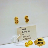 LAELA SUBANG PAKU $$$$ DOLLAR EMAS TULEN 916 GOLD EARRING