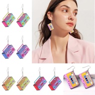 80s 90s Retro Cassette Tape Neon Earrings For Women Acrylic Radio Earring Set For 80s 90s Accessorie