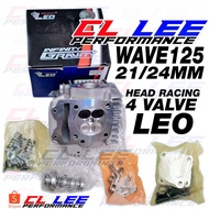 HEAD WAVE 125 4VALVE LEO 21/24MM RACING SUPER HEAD CYLINDER LEO CL LEE PERFORMANCE RED LEO W125 WAVE125 4 VALVE CAM HEAD