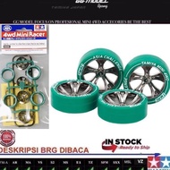TAMIYA 95686 MEDIUM DIA LOW PROFILE TIRE & BLACK PLATED a SPOKE WHEEL SET (ASIA CHALLENGE)