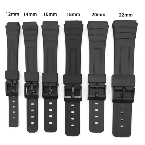 12/14/16/18/20/22mm Silicone Rubber Strap for Casio W800H W800H A158/168 AE1200/1300 Watchband for S