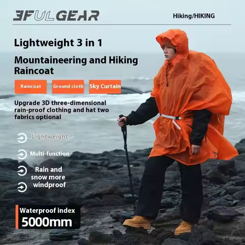 3F UL GEAR 3 in 1 Ultralight Hiking Raincoat Outdoor Awning Camping Mini Tarp Sun Shelter Poncho 15D