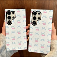Cherry bow patterned protective case compatible with Samsung SU26 S23 Plus S23FE S24 S25 Plus A55 A5