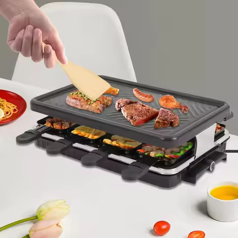 1300W BBQ Grill Electric 2 Tiers Portable Barbecue Grill Countertop Electric Griller 110V with Bakin