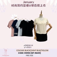 5056 January时尚简约显瘦V领百搭上衣 READY STOCK