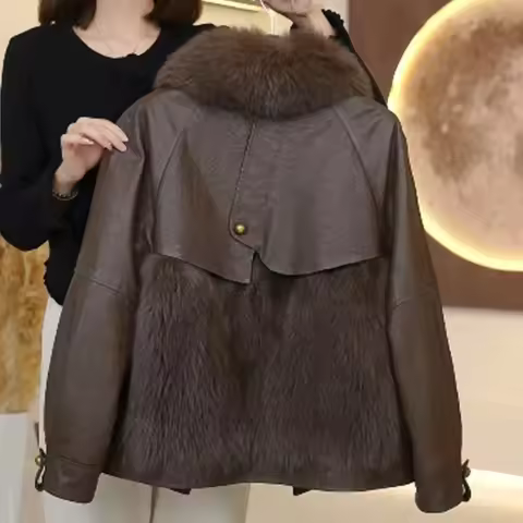 Retro Coffee Fur Coat for Women's 2025 Winter Loose Korean Version Fashionable Imitation Fox Fur Thi