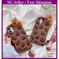 (SG Seller)Cute Cookie Bear Phone Case For iPhone 12/ iphone 12 Pro/ iphone 12 Mini/iphone 12 Pro Max With Lanyard cover