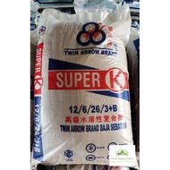 (+-50KG) BAJA SEBATIAN SAWIT TWIN ARROW BRAND SUPER K 12/6/22/3 +B 高級水溶性複合肥
