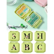 1pc Mini 6-Grid Pill Box, Rose Flowers And Black Letters A-Z, Portable 6-Grid Small Pill Box, Pill S