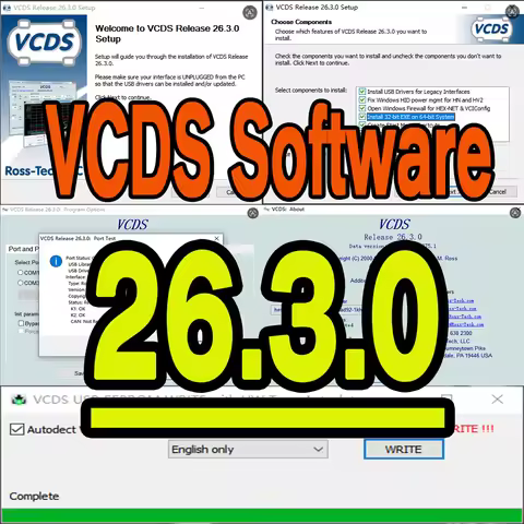 26.3.0 VAGC0M SOFTWARE Download LinK Win10 UPDATE VAG C0M Program OBD2 Scanner USB Interface FOR VW 